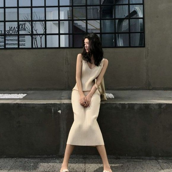 Knit Spaghetti-Strap Maxi Dress | Sweater Dress - Picture 3 of 9